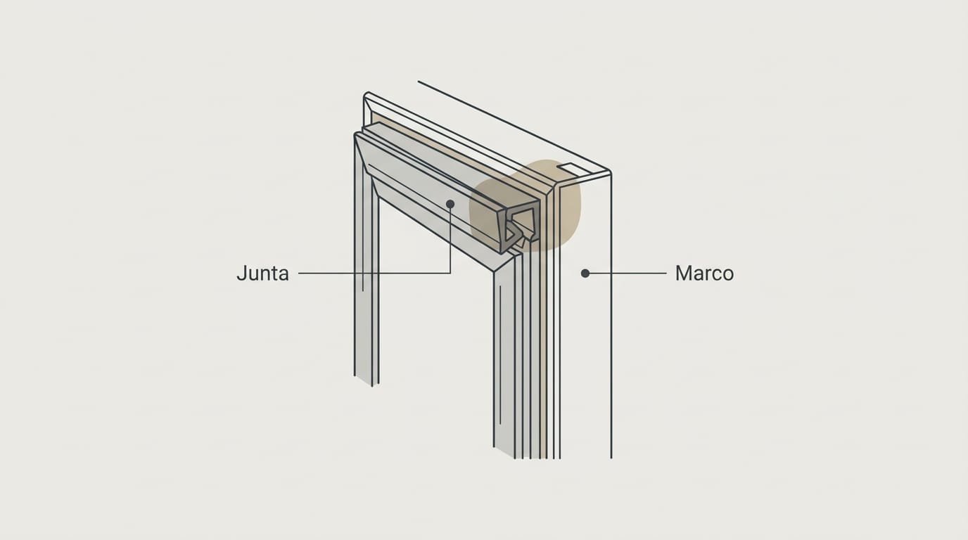 Esquema sencillo de los puntos de inspección de estanqueidad en una puerta de cámara frigorífica